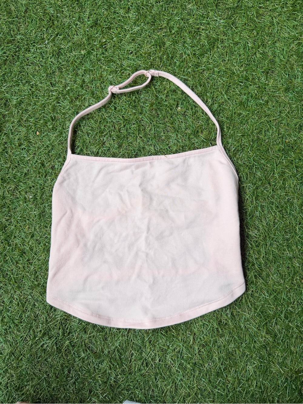 GARAGE Stretch-terry Open Back Halter Top